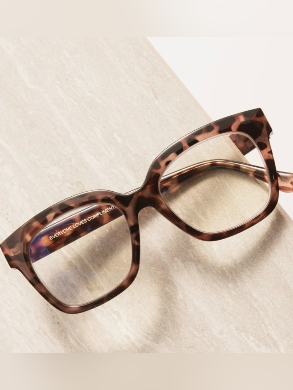 Compliments by DIFF Square Beige Tortoise Blue Light Glasses